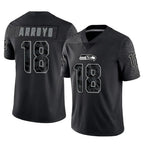 Johmsee S.Seahawks #18 Elijah Arroyo Player Black Limited Reflective Home Game Stitched Jerseys