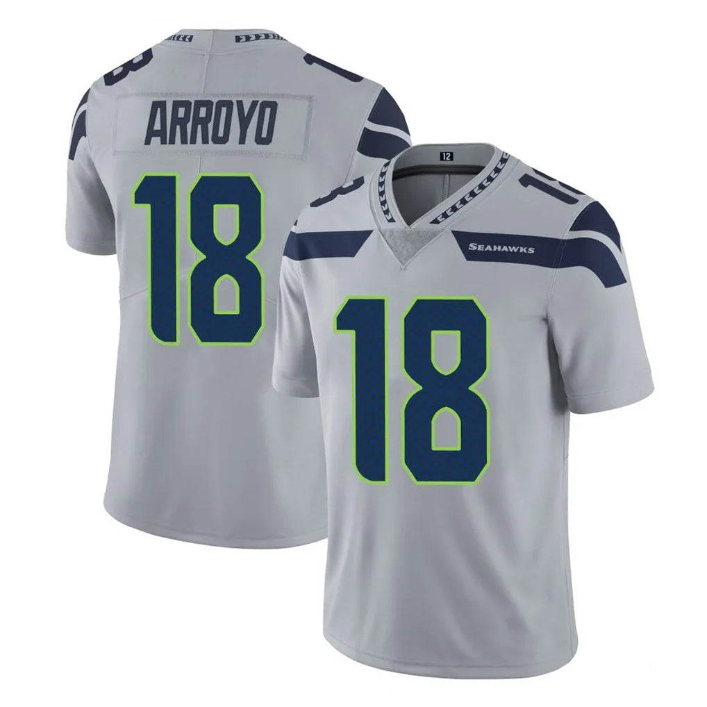 Johmsee S.Seahawks #18 Elijah Arroyo Player Gray Limited Vapor Untouchable Home Game Stitched Jerseys