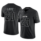 Johmsee S.Seahawks #20 Julian Love Player Black Limited Reflective Home Game Stitched Jerseys