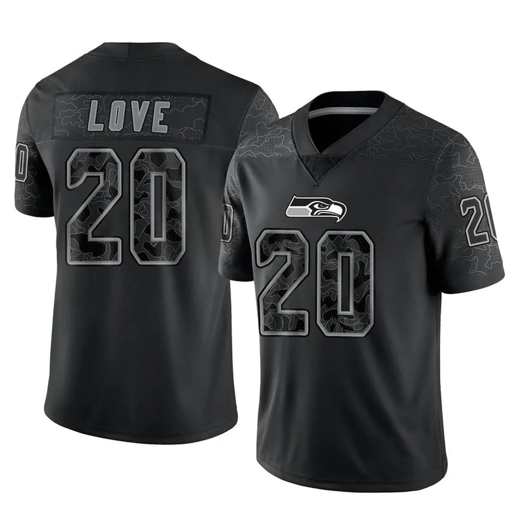 Johmsee S.Seahawks #20 Julian Love Player Black Limited Reflective Home Game Stitched Jerseys