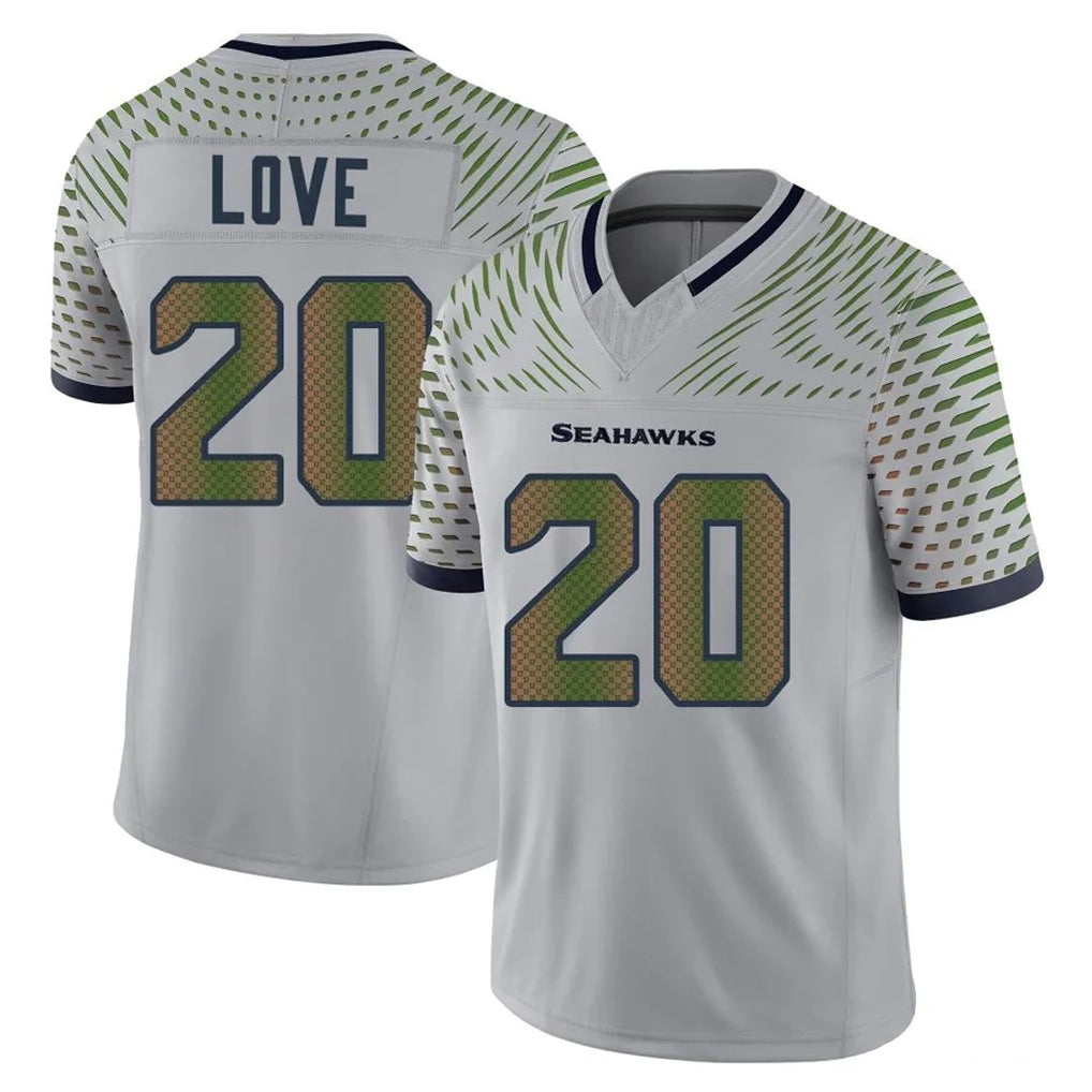 Johmsee S.Seahawks #20 Julian Love Player Grey Limited 2025 Rivalries Collection Home Game Stitched Jerseys