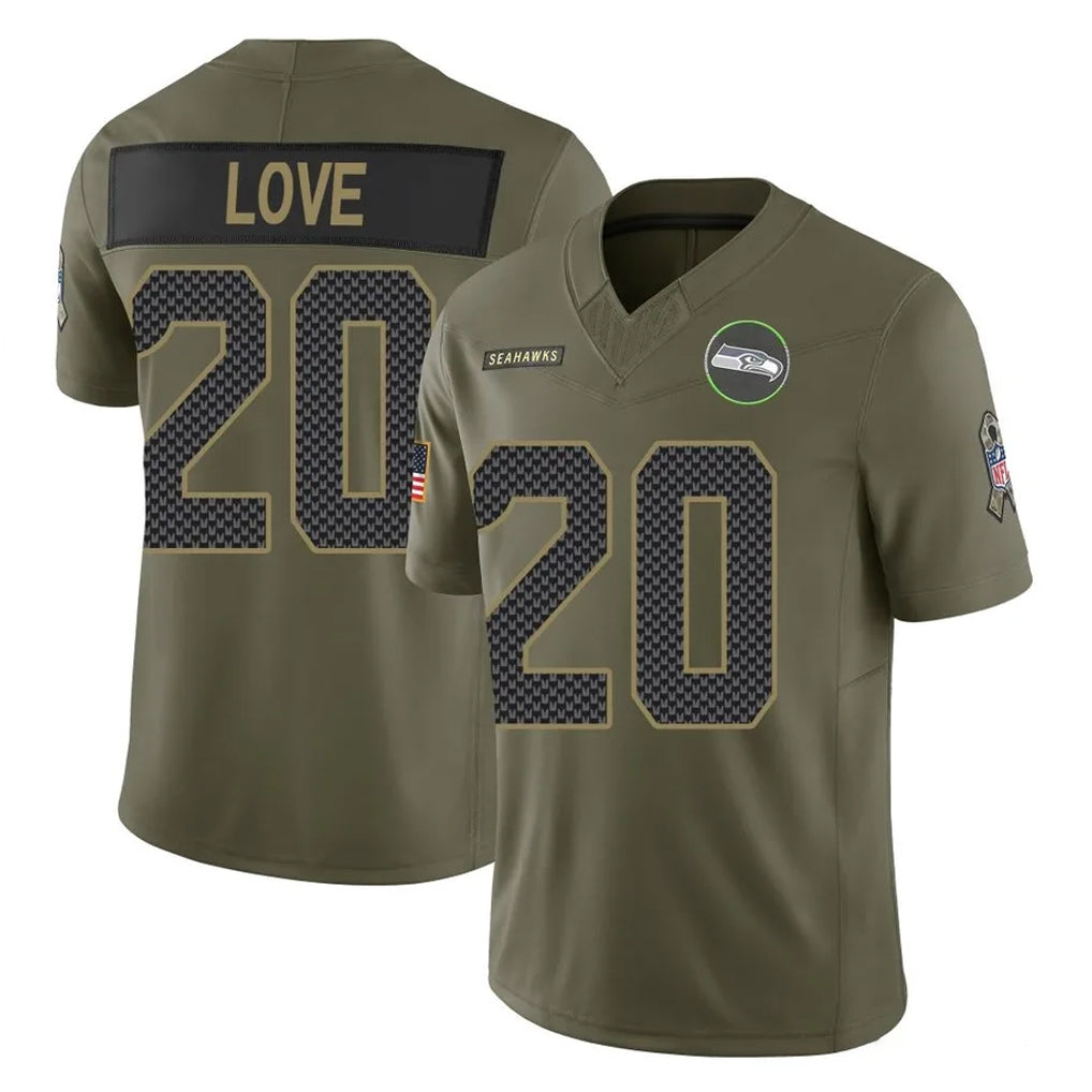Johmsee S.Seahawks #20 Julian Love Player Olive 2025 Salute To Service Limited Home Game Stitched Jerseys