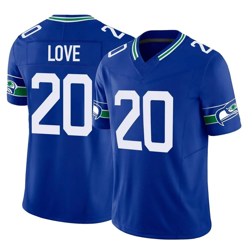 Johmsee S.Seahawks #20 Julian Love Player Royal Limited Throwback Vapor F.U.S.E. Home Game Stitched Jerseys