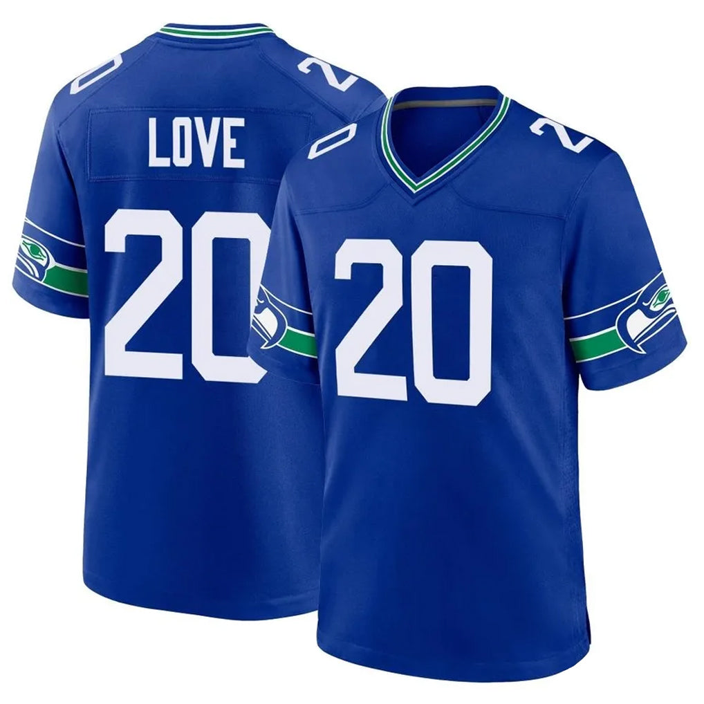 Johmsee S.Seahawks #20 Julian Love Player Royal Throwback Home Game Stitched Jerseys