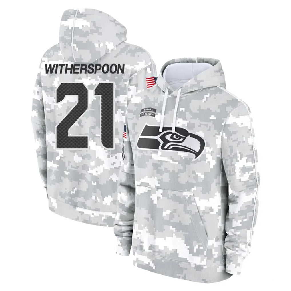 Johmsee S.Seahawks #21 Devon Witherspoon Player Arctic Camo Limited Salute to Service Pullover Hoodies Game Stitched Jerseys