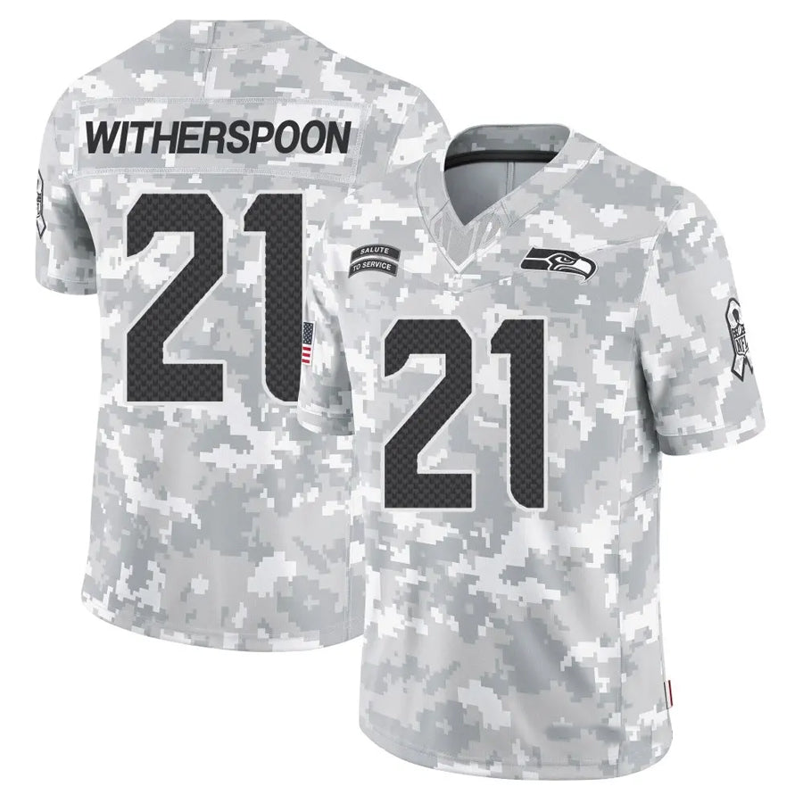 Johmsee S.Seahawks #21 Devon Witherspoon Player Arctic Camo Salute to Service Limited Stitched Jerseys