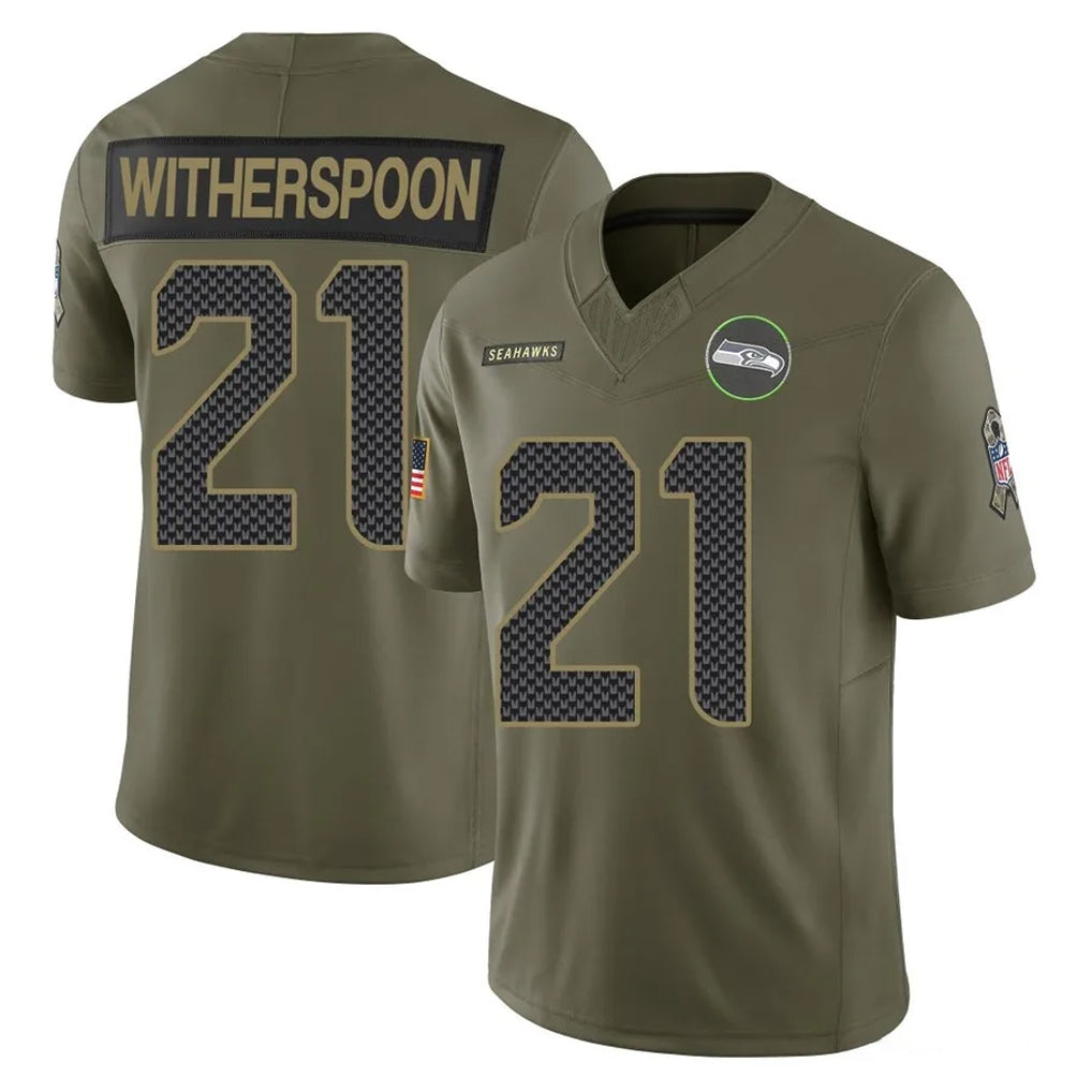 Johmsee S.Seahawks #21 Devon Witherspoon Player Olive 2025 Salute To Service Limited Home Game Stitched Jerseys