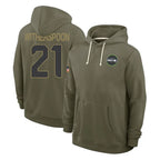 Johmsee S.Seahawks #21 Devon Witherspoon Player Olive Salute to Service Pullover Hoodies Limited Stitched Jerseys