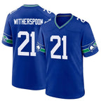 Johmsee S.Seahawks #21 Devon Witherspoon Player Royal Throwback Home Game Stitched Jerseys