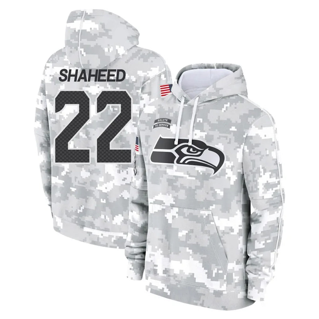 Johmsee S.Seahawks #22 Rashid Shaheed Player Arctic Camo Limited Salute to Service Pullover Hoodies Game Stitched Jerseys