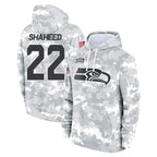 Johmsee S.Seahawks #22 Rashid Shaheed Player Arctic Camo Limited Salute to Service Pullover Hoodies Game Stitched Jerseys