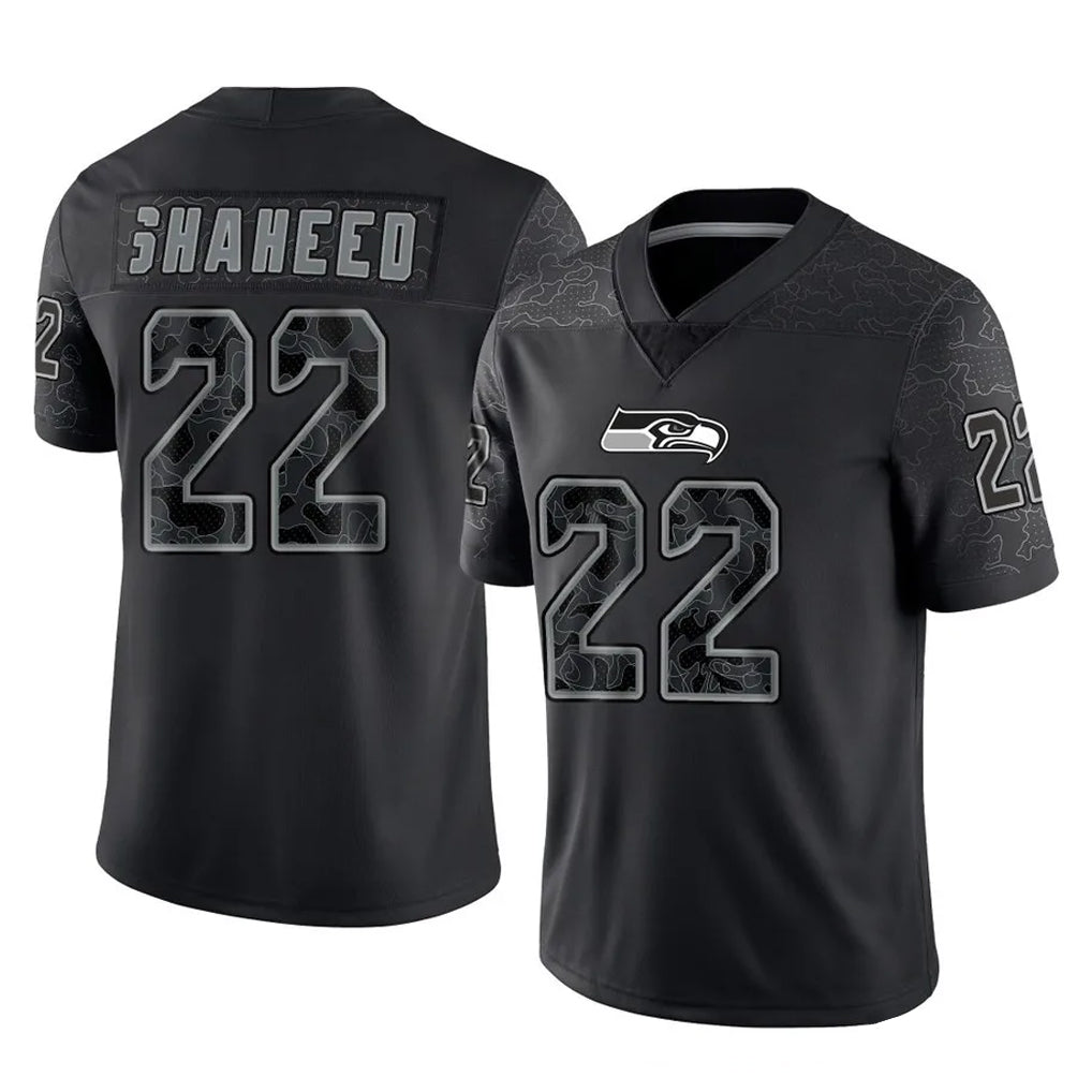 Johmsee S.Seahawks #22 Rashid Shaheed Player Black Limited Reflective Home Game Stitched Jerseys