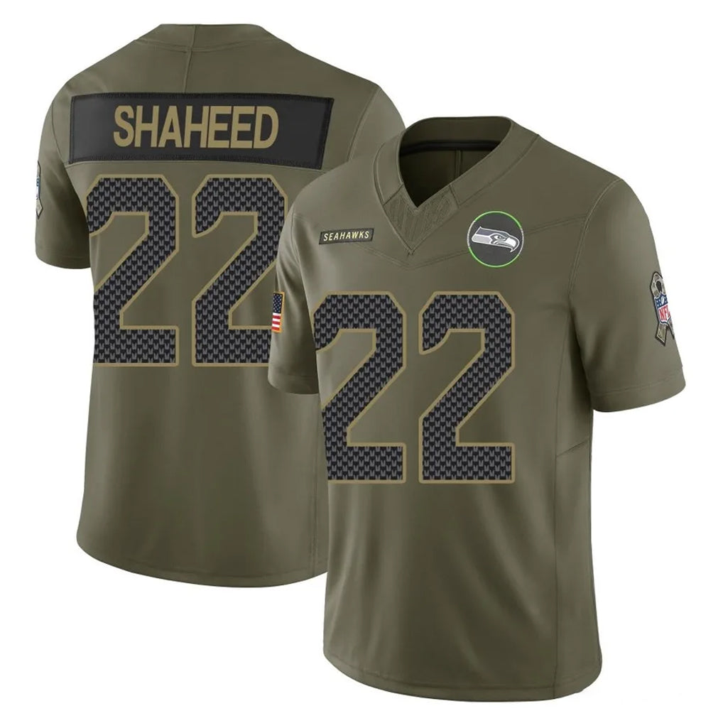 Johmsee S.Seahawks #22 Rashid Shaheed Player Olive 2025 Salute To Service Limited Home Game Stitched Jerseys
