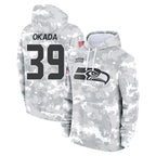 Johmsee S.Seahawks #39 Ty Okada Player Arctic Camo Limited Salute to Service Pullover Hoodies Game Stitched Jerseys