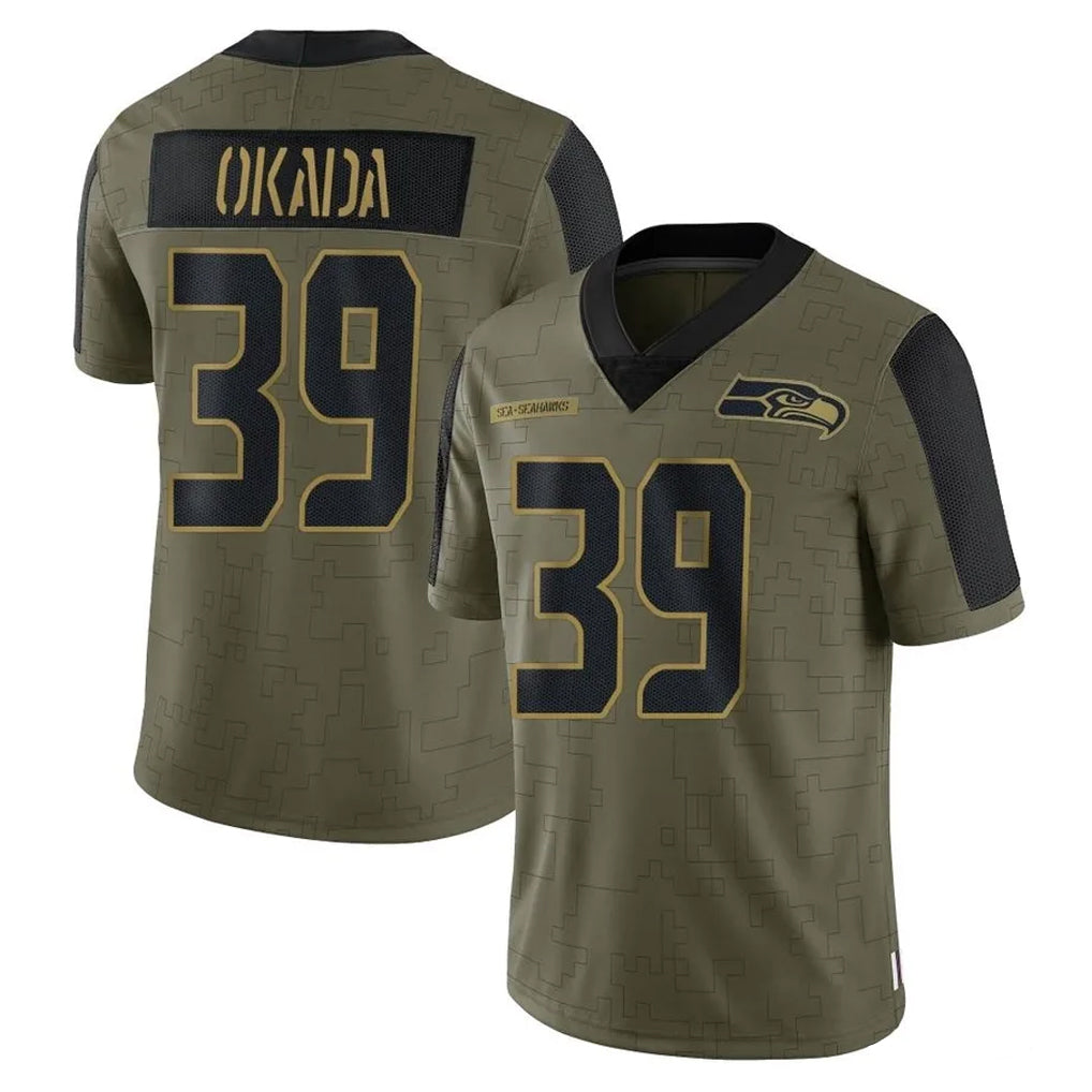 Johmsee S.Seahawks #39 Ty Okada Player Olive Salute To Service Limited Game Stitched Jerseys