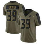 Johmsee S.Seahawks #39 Ty Okada Player Olive Salute To Service Limited Game Stitched Jerseys