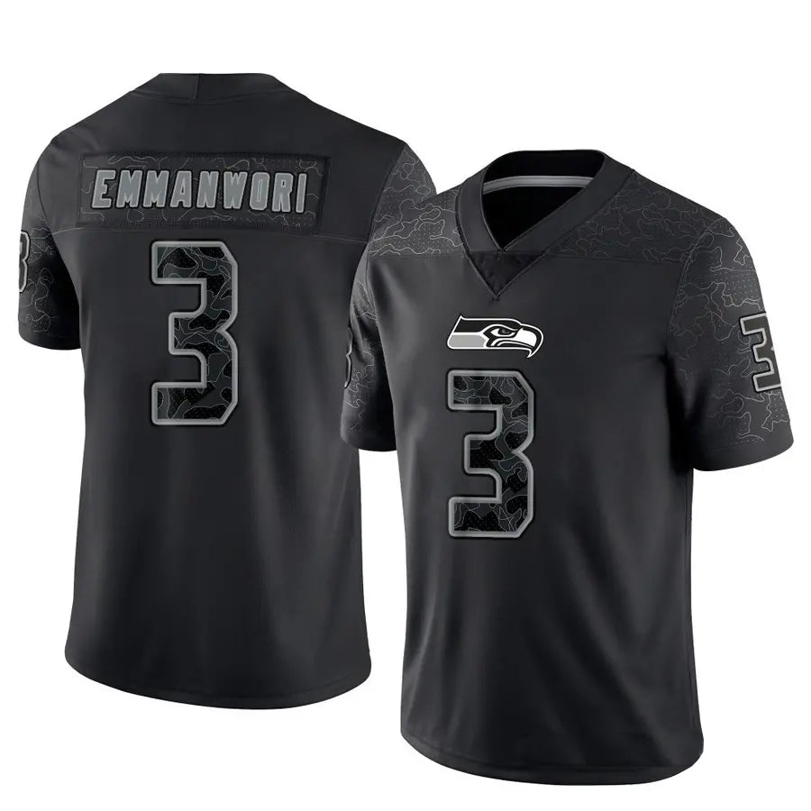 Johmsee S.Seahawks #3 Nick Emmanwori Player Black RFLCTV Limited Football Jerseys