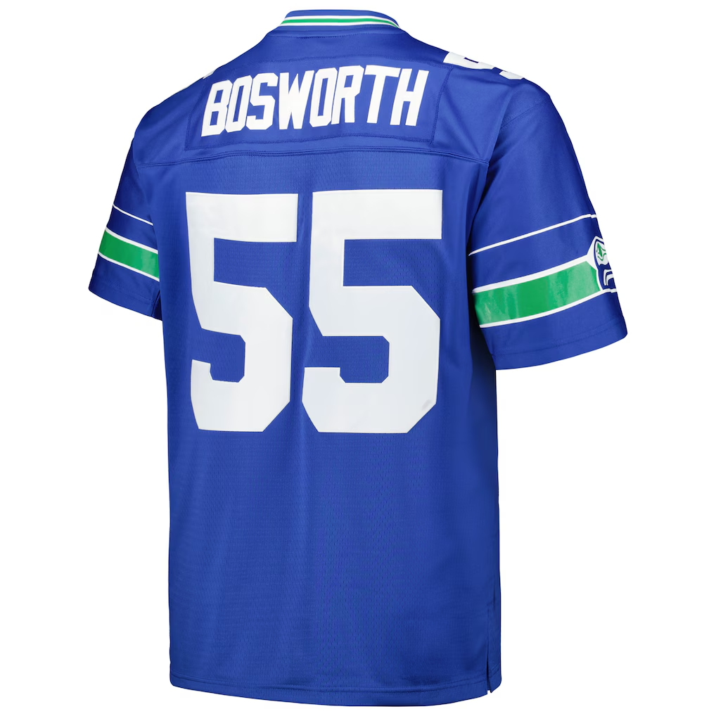 Johmsee S.Seahawks #55 Brian Bosworth Mitchell & Ness Royal Big & Tall 1987 Legacy Retired Player Stitched Puhic Jersey
