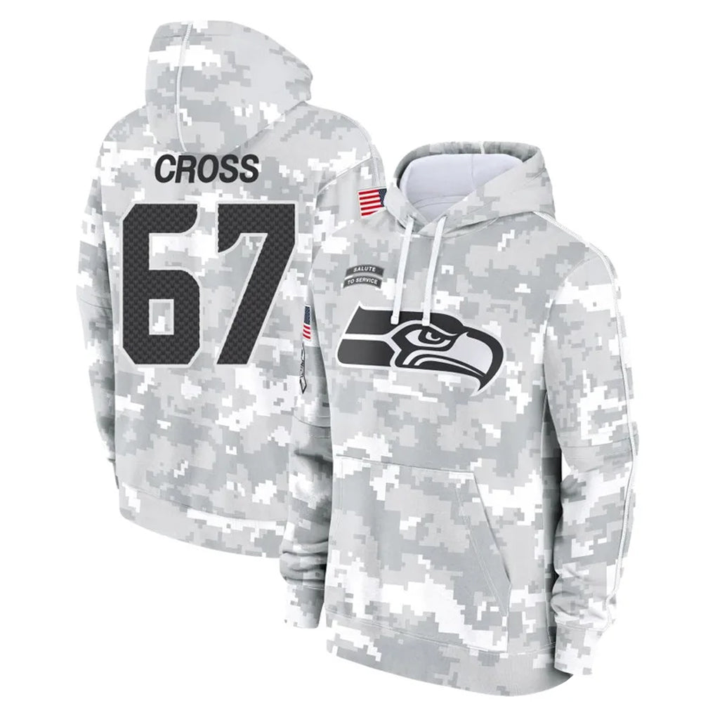 Johmsee S.Seahawks #67 Charles Cross Player Arctic Camo Limited Salute to Service Pullover Hoodies Game Stitched Jerseys