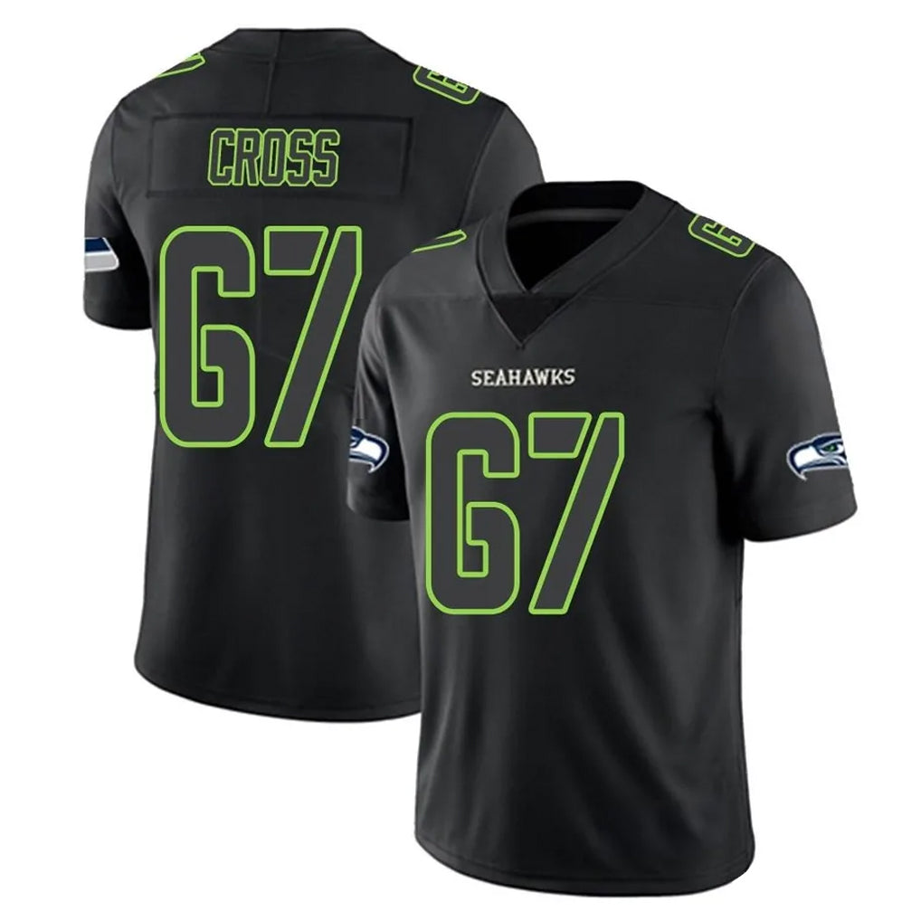 Johmsee S.Seahawks #67 Charles Cross Player Black Impact Limited Home Game Stitched Jerseys