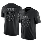 Johmsee S.Seahawks #67 Charles Cross Player Black Limited Reflective Home Game Stitched Jerseys