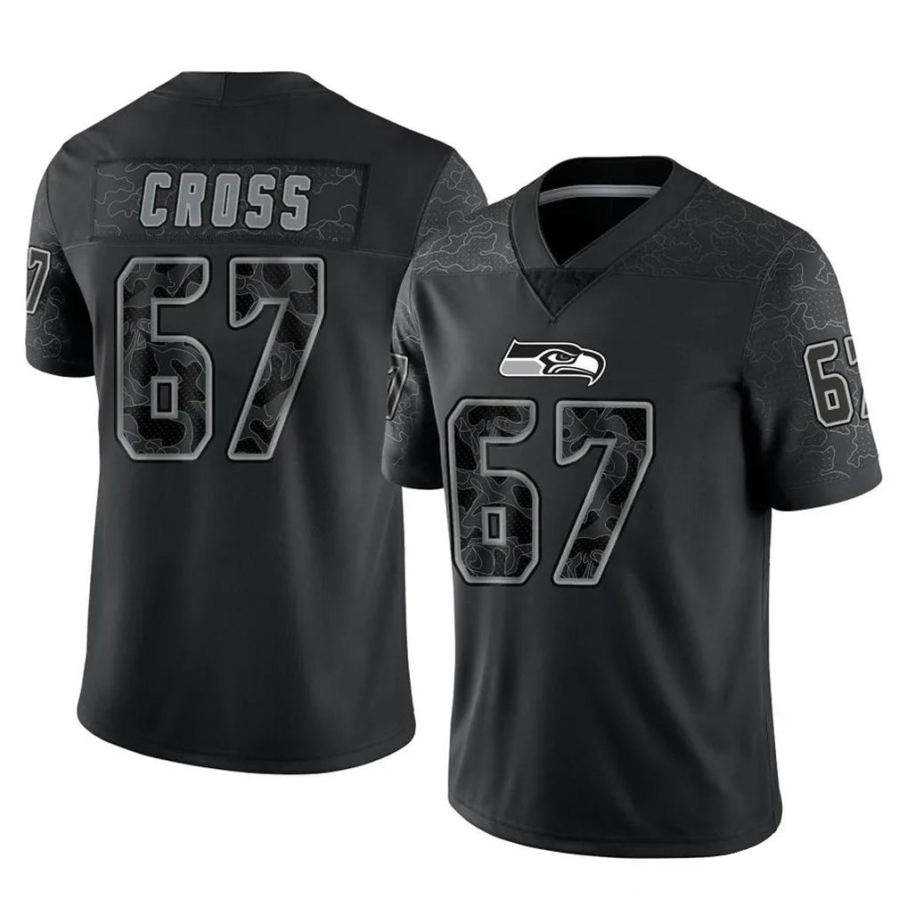 Johmsee S.Seahawks #67 Charles Cross Player Black Limited Reflective Home Game Stitched Jerseys