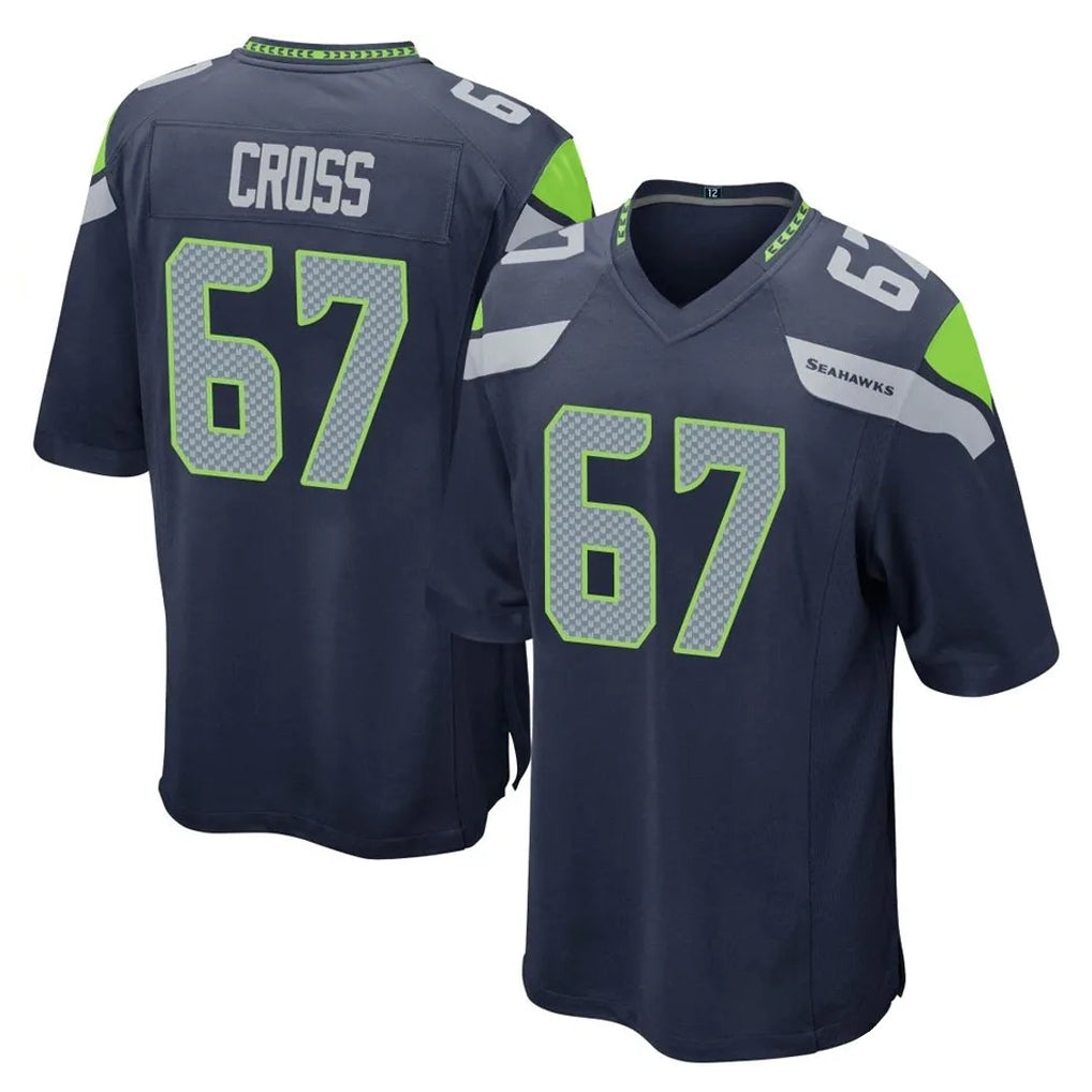 Johmsee S.Seahawks #67 Charles Cross Player Navy Home Game Stitched Jerseys