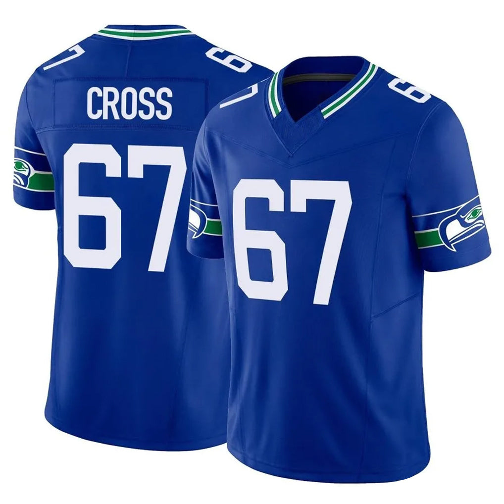 Johmsee S.Seahawks #67 Charles Cross Player Royal Limited Throwback Vapor F.U.S.E. Home Game Stitched Jerseys