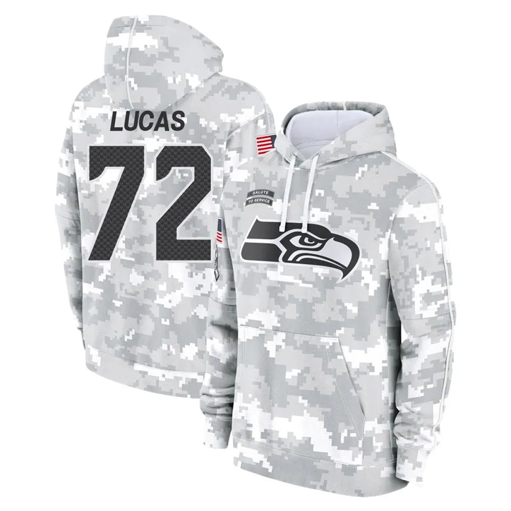 Johmsee S.Seahawks #72 Abraham Lucas Player Arctic Camo Limited Salute to Service Pullover Hoodies Game Stitched Jerseys