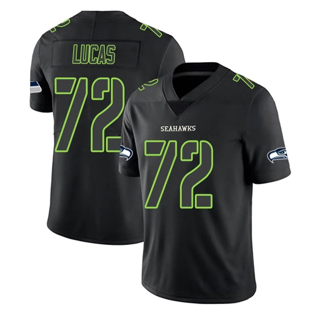 Johmsee S.Seahawks #72 Abraham Lucas Player Black Impact Limited Home Game Stitched Jerseys