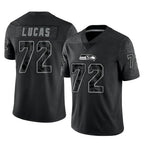 Johmsee S.Seahawks #72 Abraham Lucas Player Black Limited Reflective Home Game Stitched Jerseys