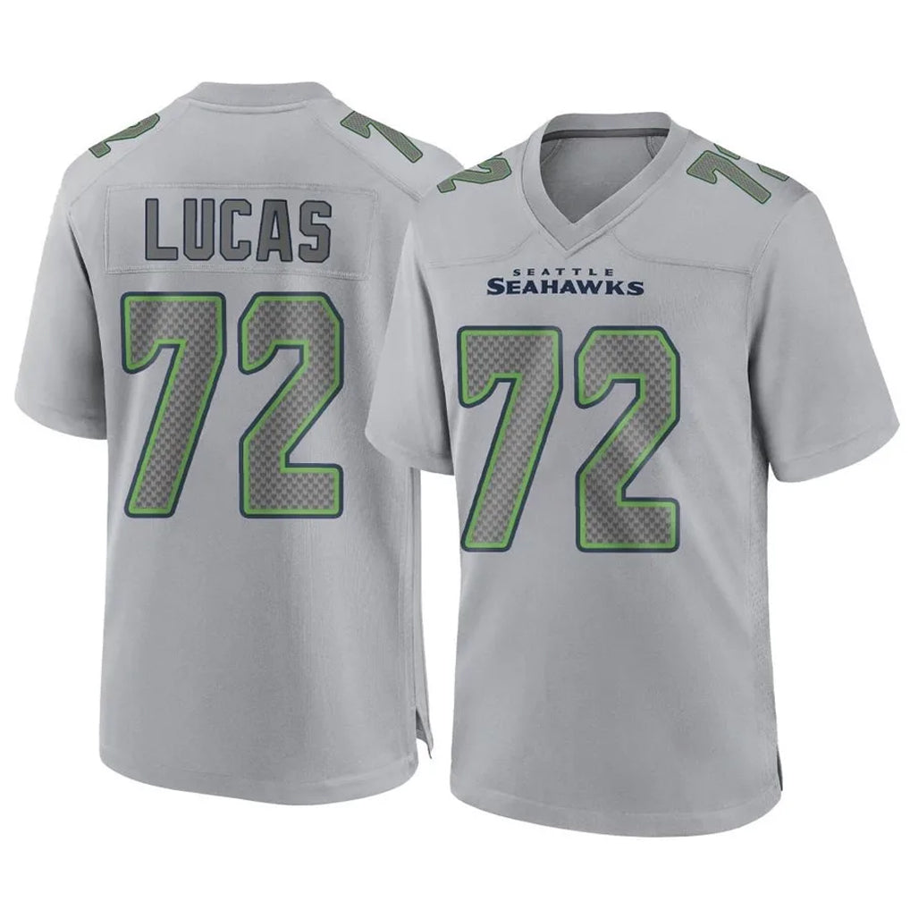 Johmsee S.Seahawks #72 Abraham Lucas Player Gray Atmosphere Fashion Home Game Stitched Jerseys