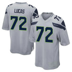 Johmsee S.Seahawks #72 Abraham Lucas Player Gray Home Game Stitched Jerseys