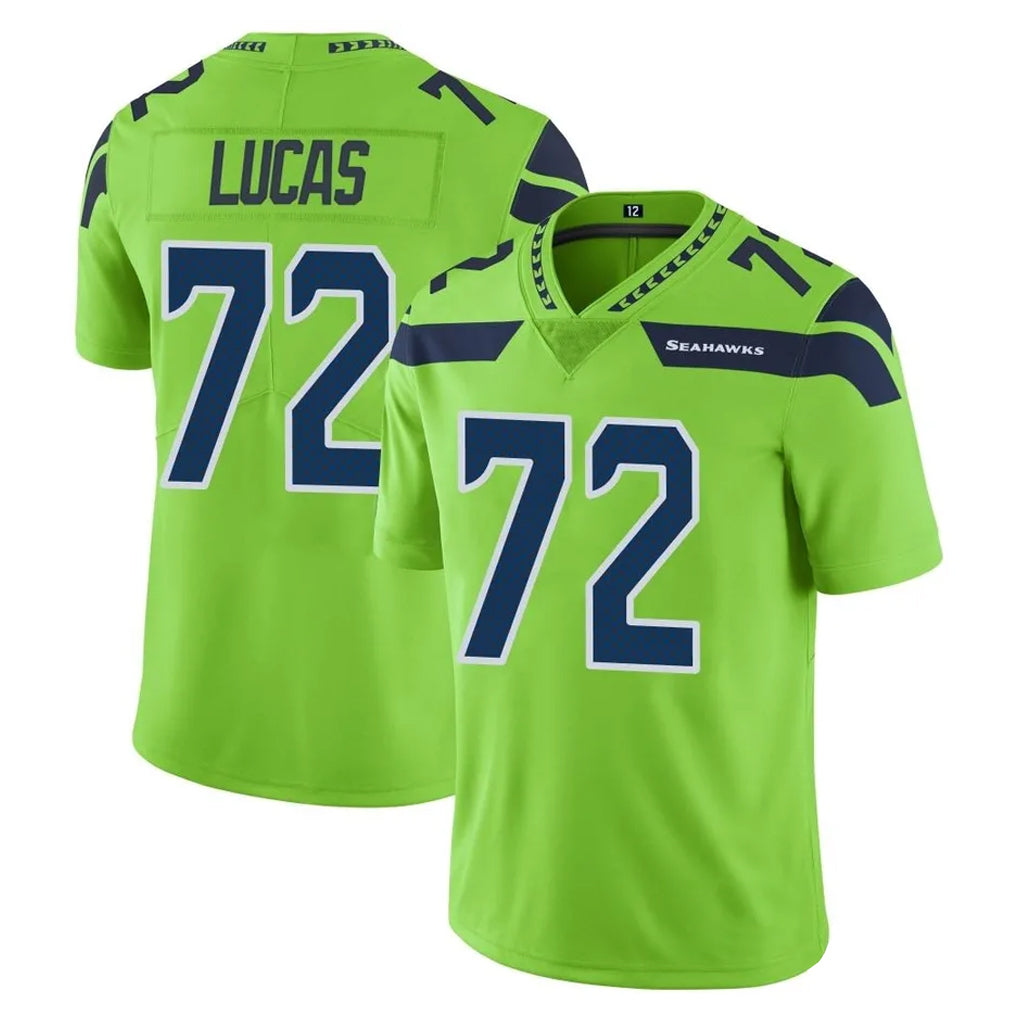 Johmsee S.Seahawks #72 Abraham Lucas Player Green Limited Color Rush Home Game Stitched Jerseys