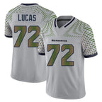 Johmsee S.Seahawks #72 Abraham Lucas Player Grey Limited 2025 Rivalries Collection Home Game Stitched Jerseys