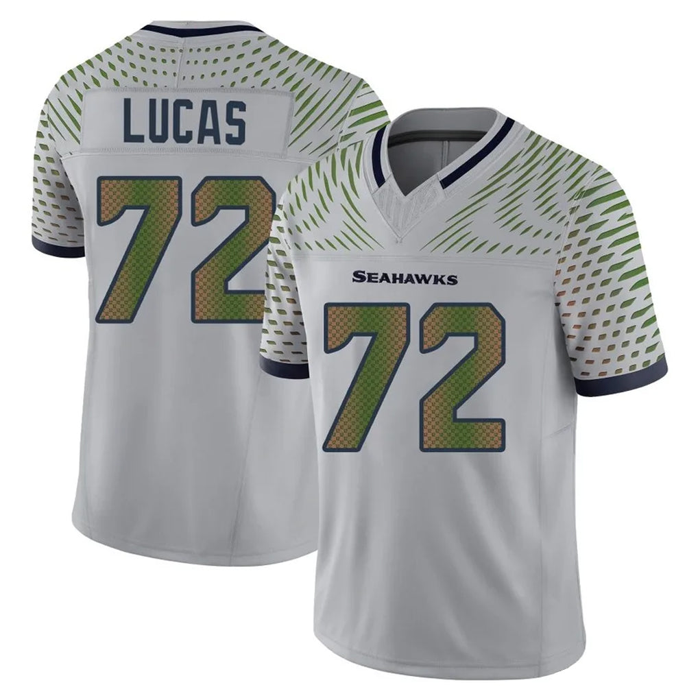 Johmsee S.Seahawks #72 Abraham Lucas Player Grey Limited 2025 Rivalries Collection Home Game Stitched Jerseys