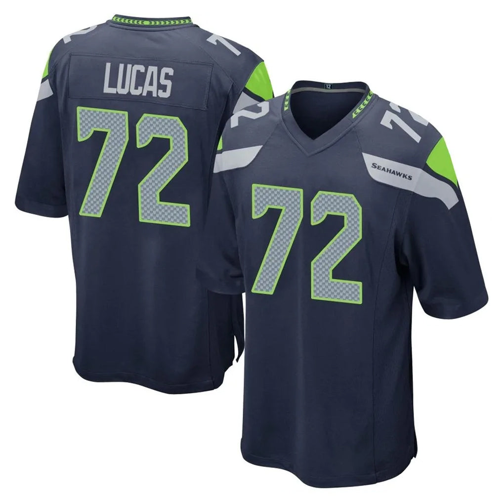 Johmsee S.Seahawks #72 Abraham Lucas Player Navy Home Game Stitched Jerseys