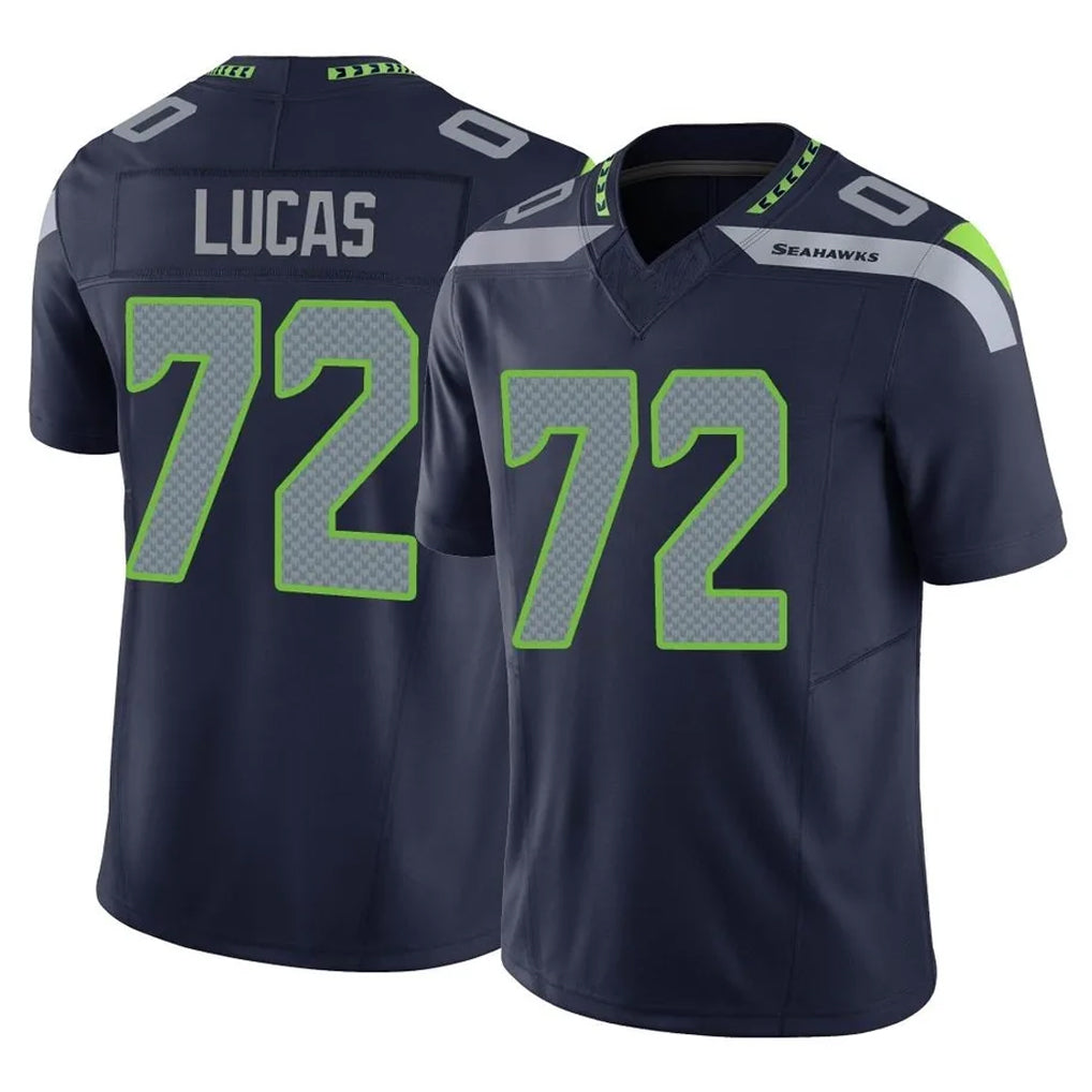 Johmsee S.Seahawks #72 Abraham Lucas Player Navy Limited Vapor F.U.S.E. Home Game Stitched Jerseys