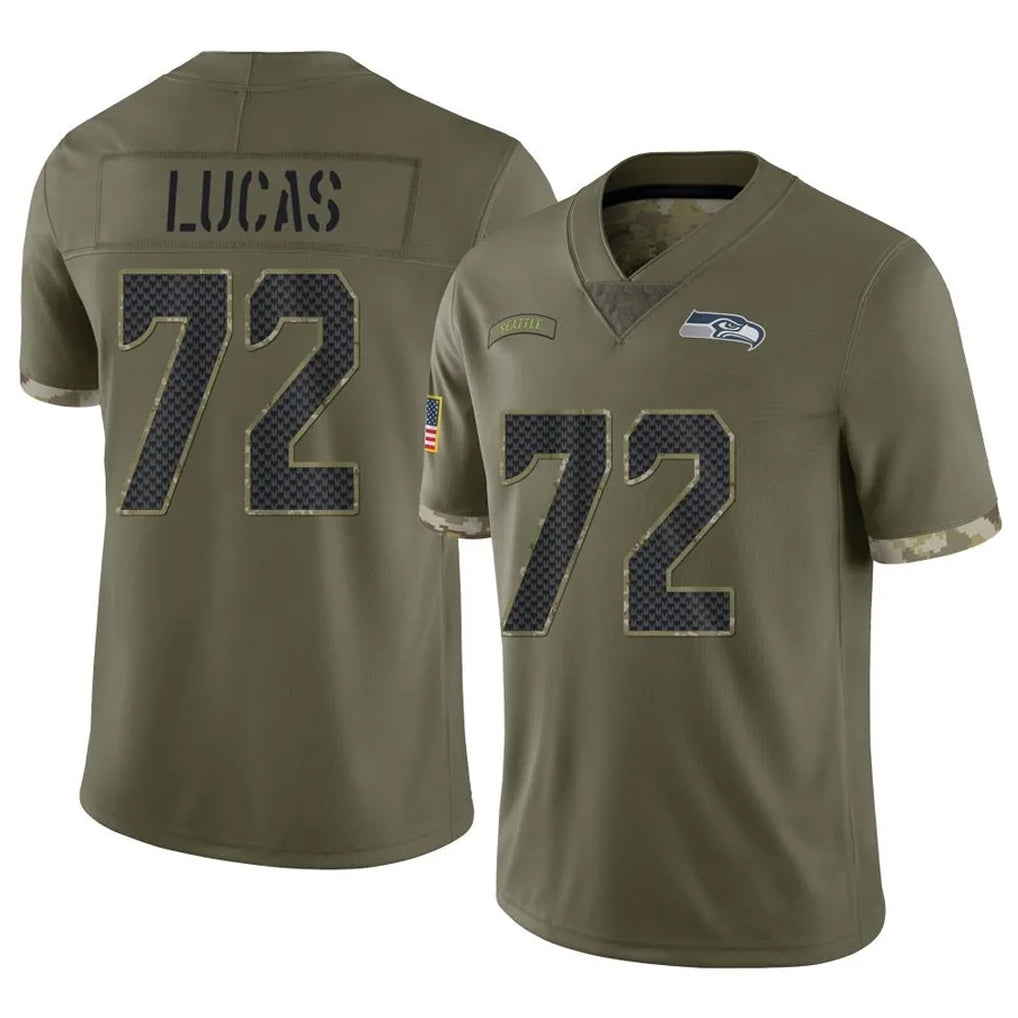 Johmsee S.Seahawks #72 Abraham Lucas Player Olive Limited Salute To Service Home Game Stitched Jerseys