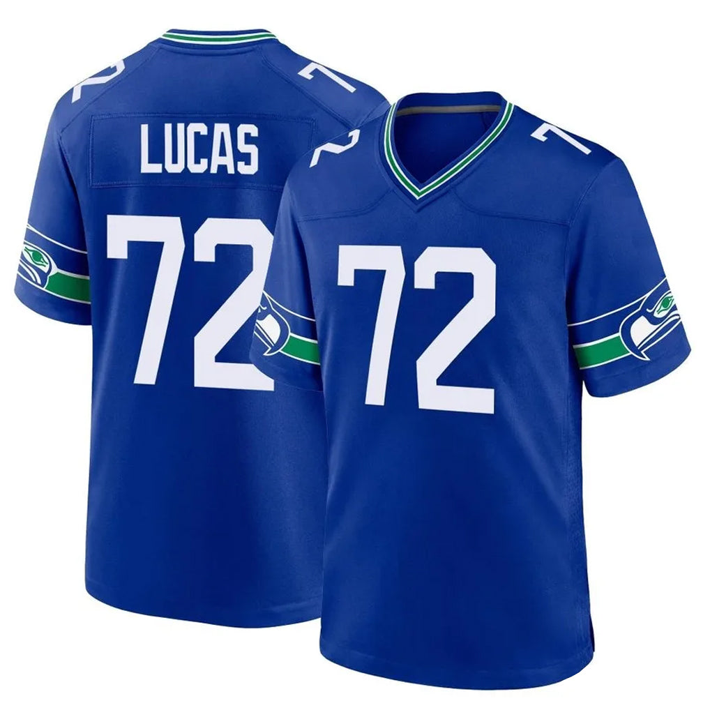 Johmsee S.Seahawks #72 Abraham Lucas Player Royal Throwback Home Game Stitched Jerseys