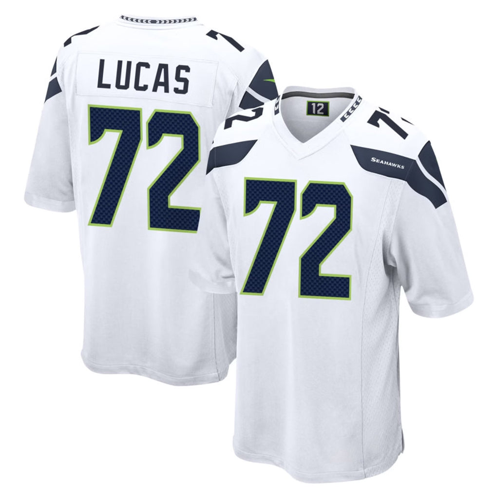 Johmsee S.Seahawks #72 Abraham Lucas Player White Home Game Stitched Jerseys