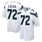 Johmsee S.Seahawks #72 Abraham Lucas Player White Home Game Stitched Jerseys