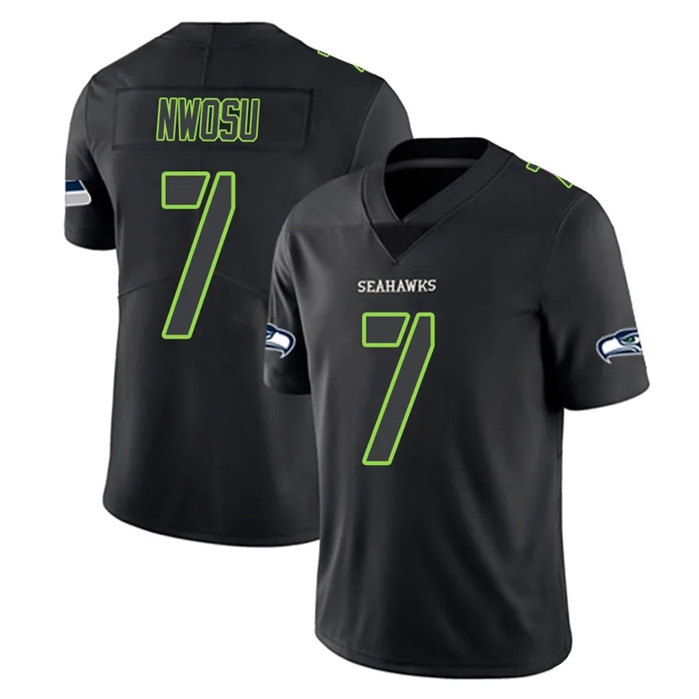 Johmsee S.Seahawks #7 Uchenna Nwosu Player Black Impact Limited Home Game Stitched Jerseys