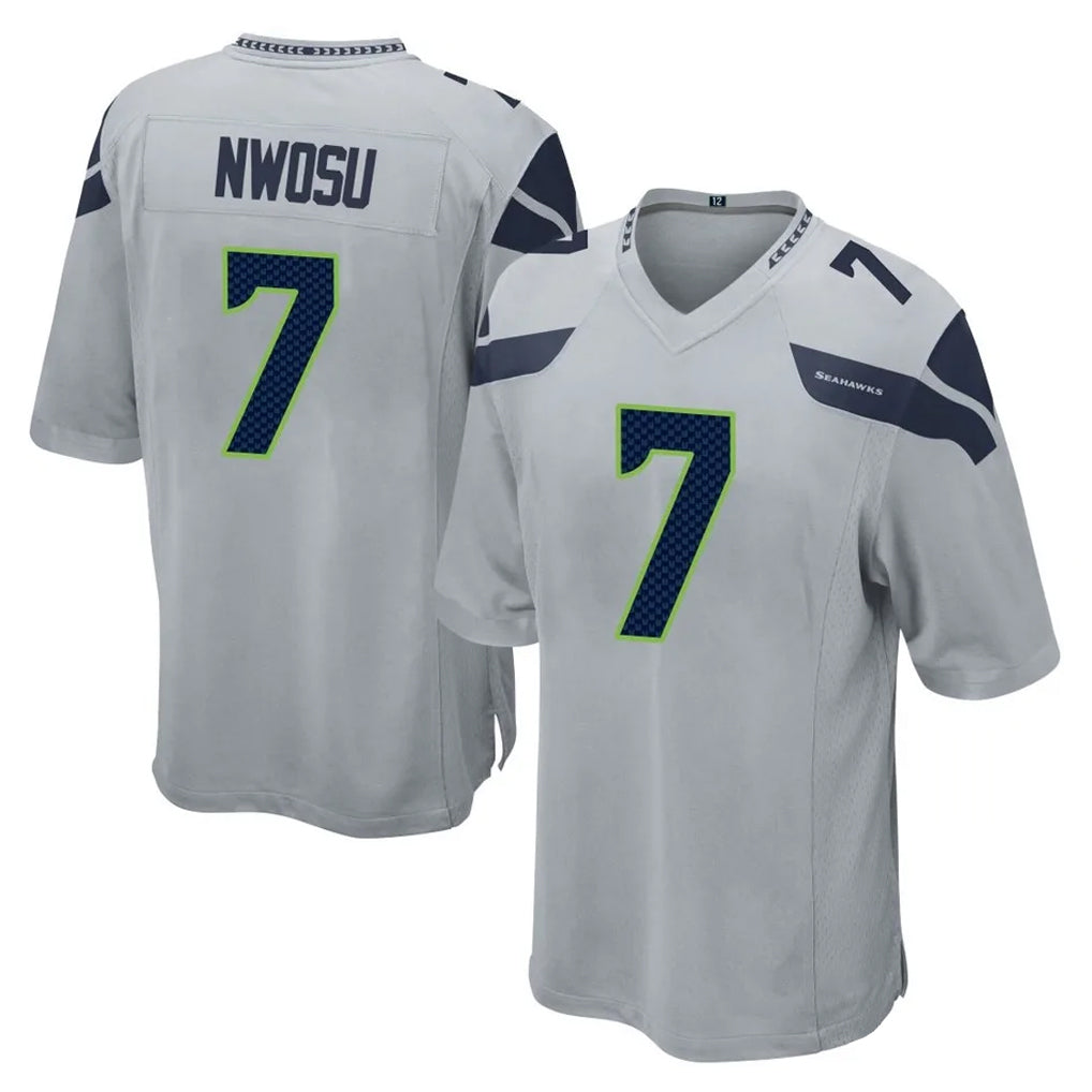 Johmsee S.Seahawks #7 Uchenna Nwosu Player Gray Home Game Stitched Jerseys