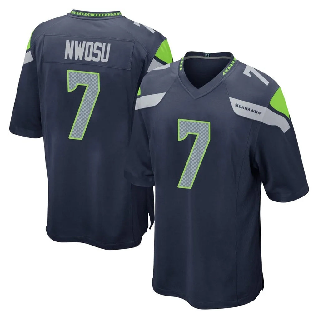 Johmsee S.Seahawks #7 Uchenna Nwosu Player Navy Home Game Stitched Jerseys