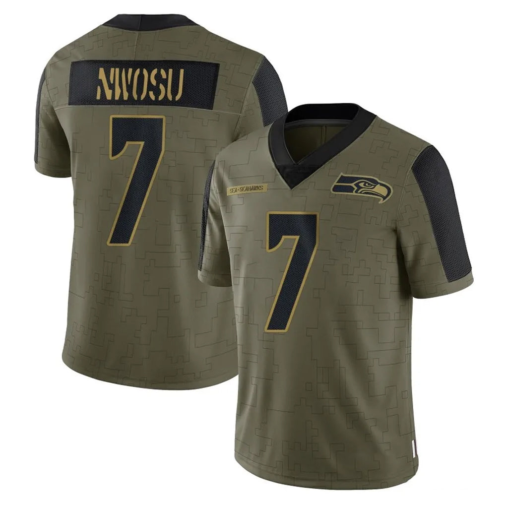 Johmsee S.Seahawks #7 Uchenna Nwosu Player Olive Salute To Service Limited Game Stitched Jerseys