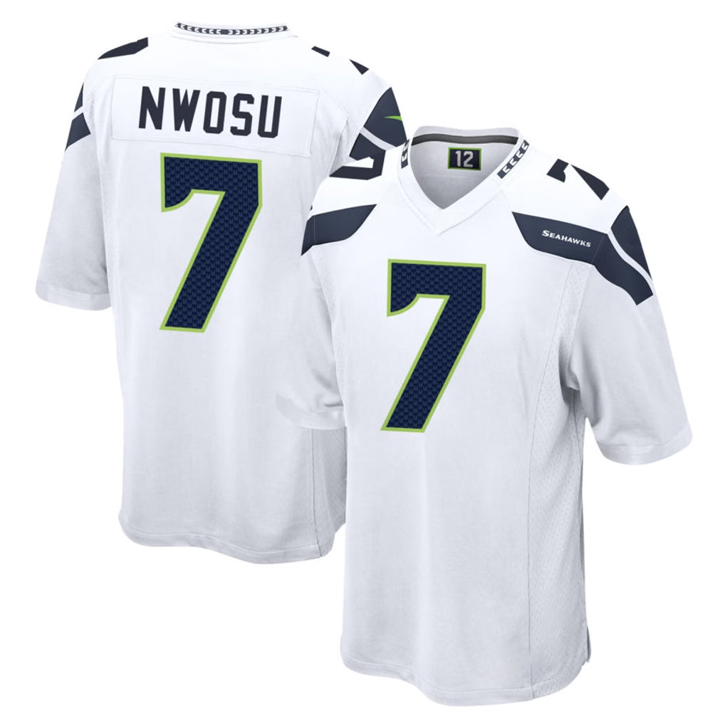 Johmsee S.Seahawks #7 Uchenna Nwosu Player White Home Game Stitched Jerseys
