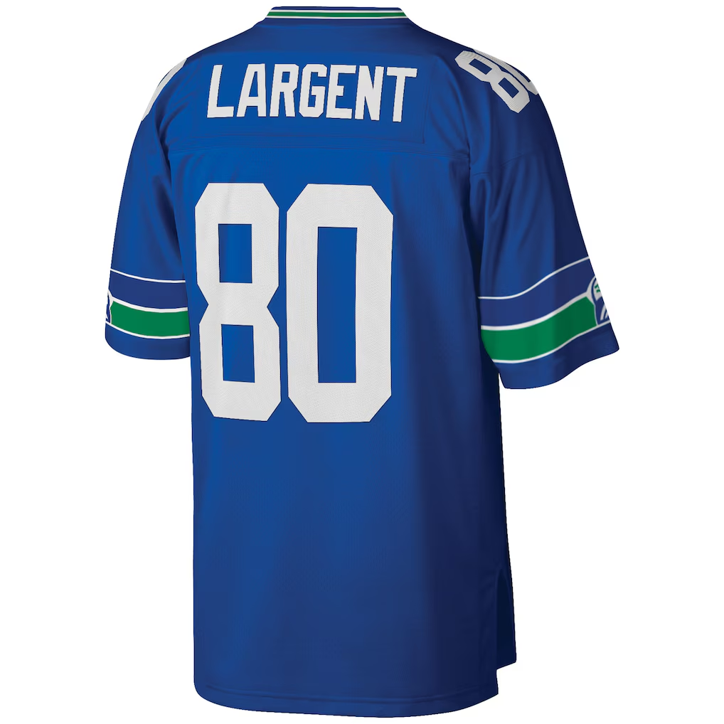 Johmsee S.Seahawks #80 Steve Largent Mitchell & Ness Royal Big & Tall 1985 Retired Player Replica Jersey