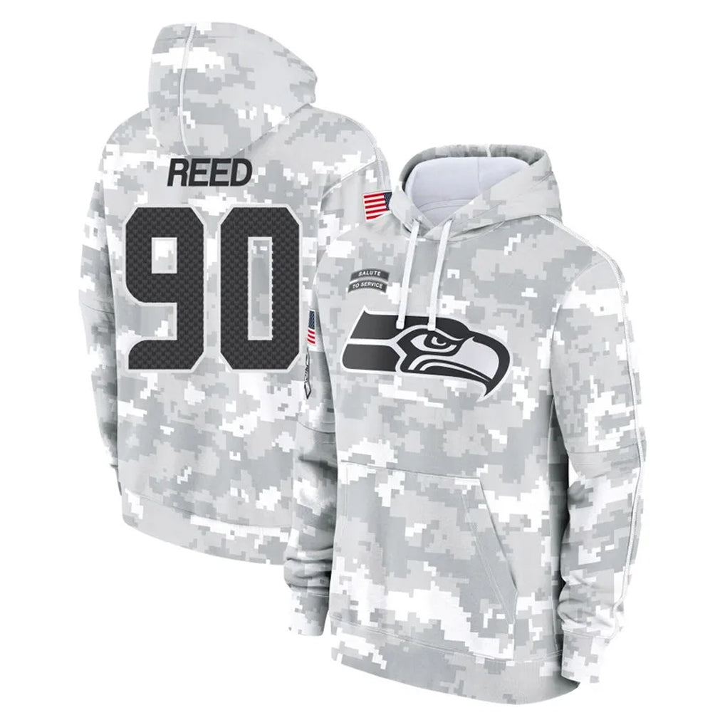 Johmsee S.Seahawks #90 Jarran Reed Player Arctic Camo Limited Salute to Service Pullover Hoodies Game Stitched Jerseys