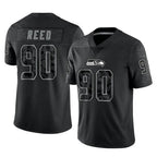 Johmsee S.Seahawks #90 Jarran Reed Player Black Limited Reflective Home Game Stitched Jerseys